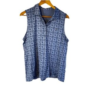 Vineyard Vines Perfect Golf Polo Women's Sz L Sleeveless Top Printed